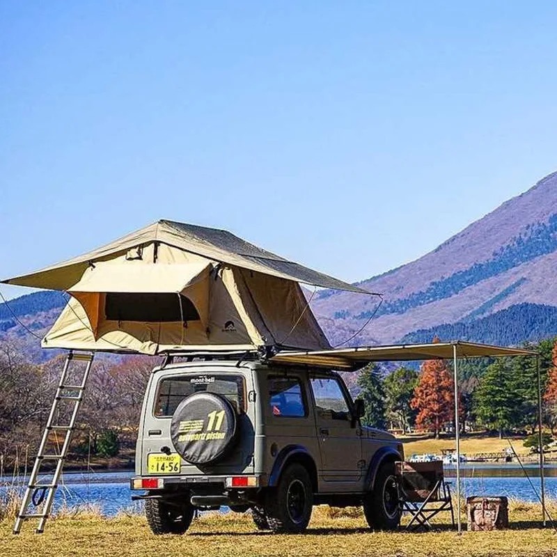 High Quality Four-Season Waterproof Car Roof Top Tent for 2-3 People Fabric with Ladder Accessory for Outdoor Camping